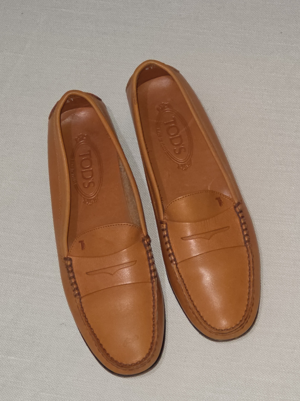 Tod's Orange Leather Penny Loafers Size 41